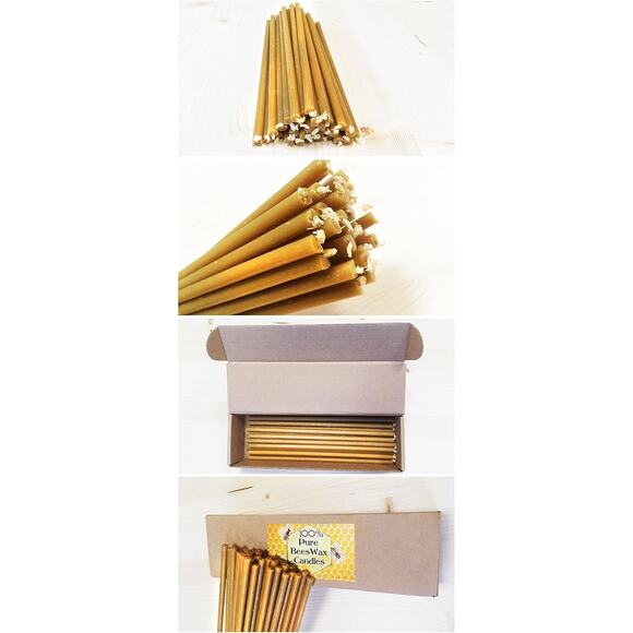Natural Pure Beeswax Candles Organic Honey Eco Yellow 8 Inches 20 cm 30pcs - Picture 5 of 6